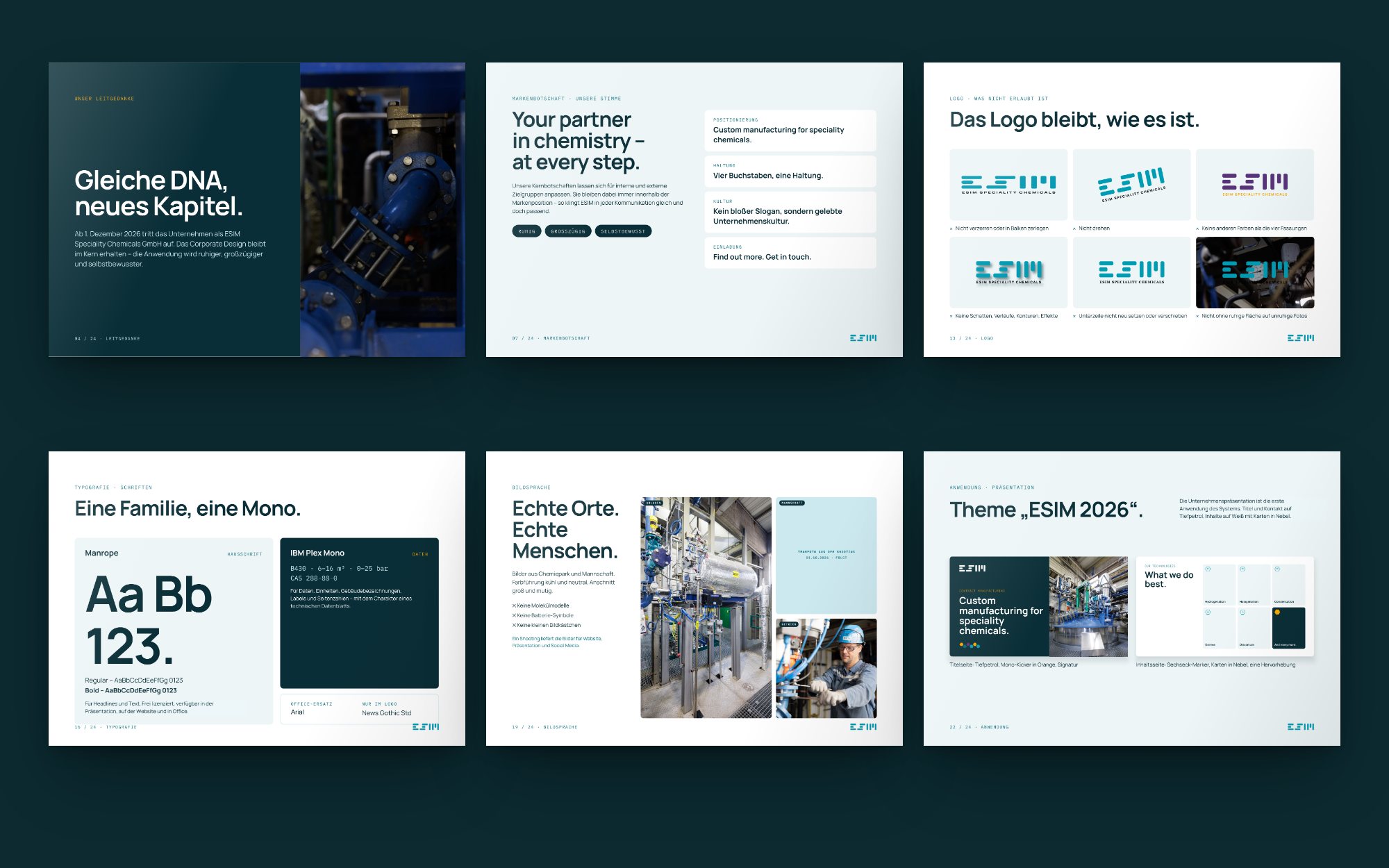 ESIM Brand Guide, Doppelseiten
