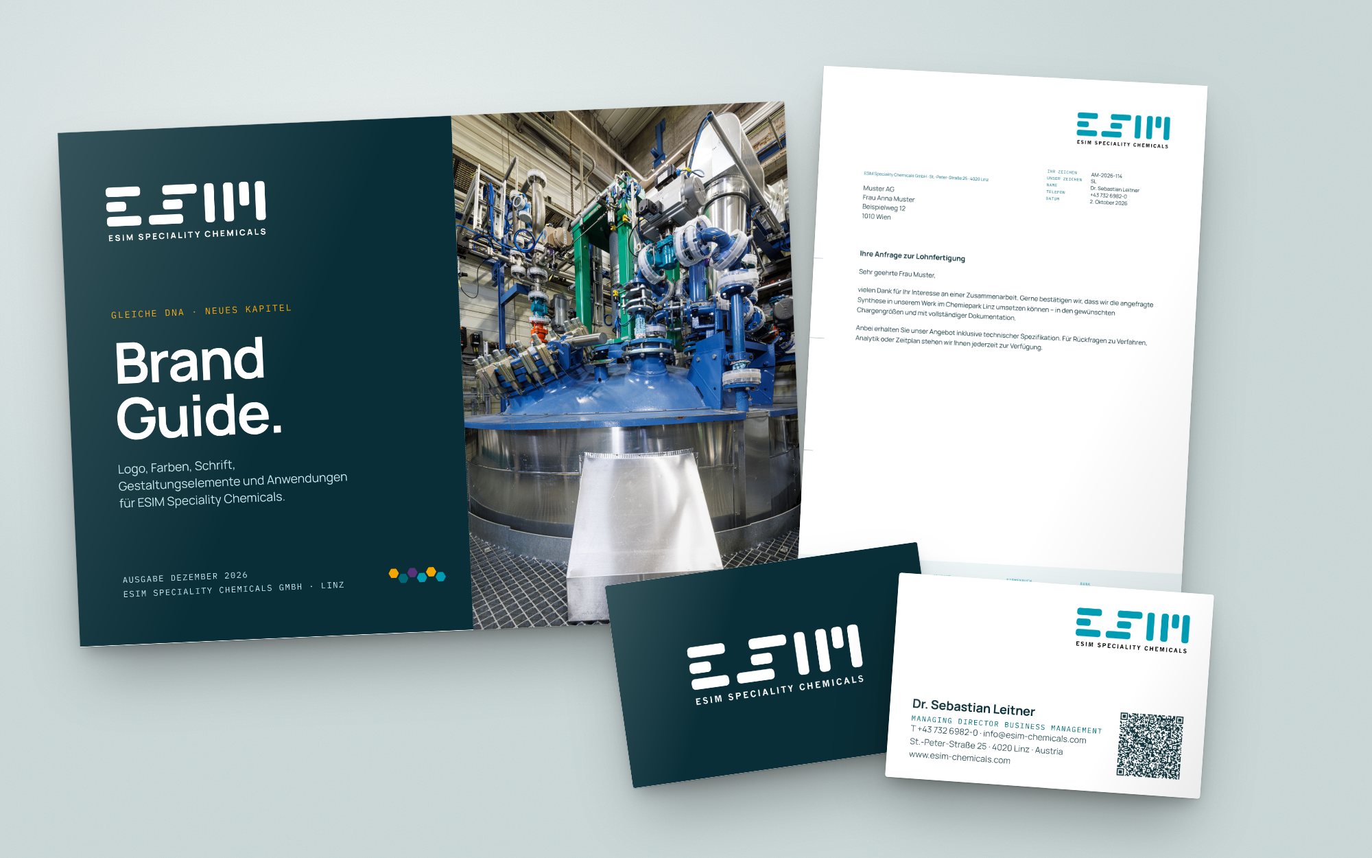 ESIM Speciality Chemicals: Brand Guide, Briefbogen und Visitenkarten