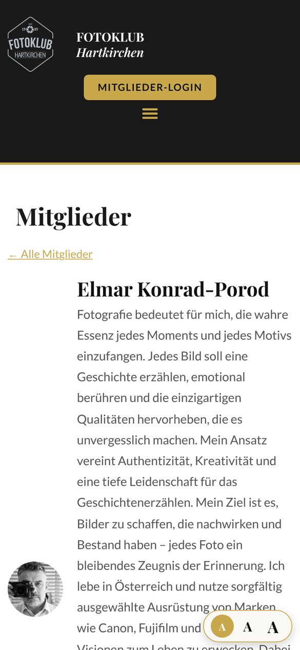 Mitgliederprofil am Handy